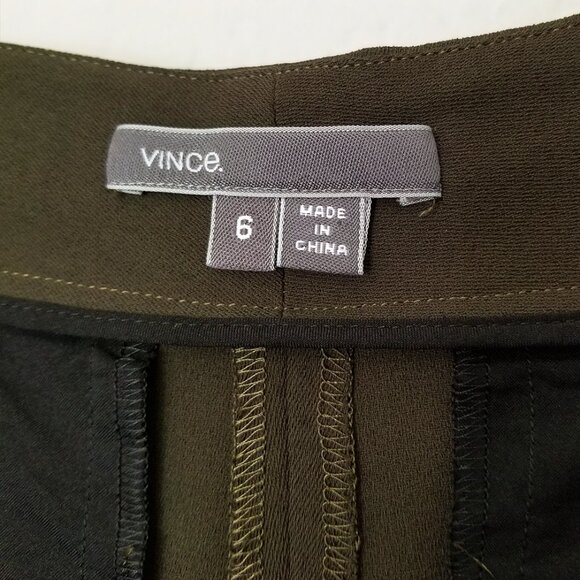Vince Olive Green Pleated Front Crepe Jogger Pants Size 6 Ankle Crop Flowy $195 - Picture 6 of 14